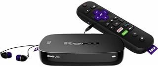 Roku Ultra | Reprodutor de streaming 4K/HDR/HD com controle remoto aprimorado (voz, localizador remoto, conector de fone de ouvido, energia e volume de TV), Ethernet, Micro SD e USB (2017)