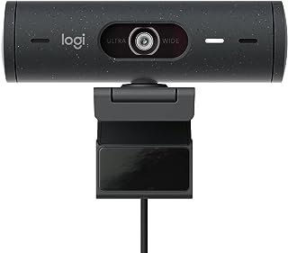 Logitech Webcam Brio 505 Full HD com correção automática de luz, enquadramento automático, modo de exibição, microfones duplos de redução de ruído, obturador de privacidade