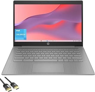 HP Laptop Chromebook para negócios e estudantes, tela antirreflexo HD de 14 polegadas, Intel Celeron N4120 (até 2,60 GHz), 4 GB de RAM, 64 GB de eMMC, webcam, bateria de longa duração, USB-C, HDMI,