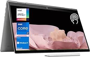 Laptop HP Envy 2 em 1 Flip Laptop, tela sensível ao toque Full HD de 15,6 polegadas, processador Intel Core i7-1195G7 de 11ª geração, 16 GB de RAM, 1 TB SSD, teclado retroiluminado, webcam, Wi-Fi 6, Bluetooth, HDMI, Windows 11 Home, prata