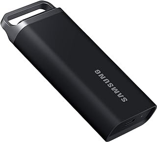 SAMSUNG SSD portátil T5 EVO 4TB, USB 3.2 Gen 1 unidade de estado sólido externo, velocidade de leitura de até 460 MB/s para jogos e criação de conteúdo, MU-PH4T0S/AM, preto