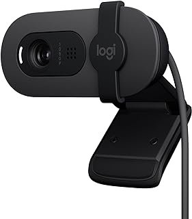 Webcam Full HD Logitech Brio 100 com Microfone Integrado, Proteção de Privacidade, Correção Automática de Luz e Conexão USB-C – Grafite