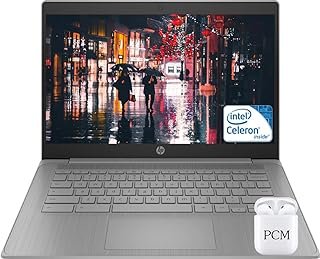 HP Notebook Chromebook mais recente, 14 polegadas HD Display Light PC, Intel Celeron N4120 Quad-Core, 4GB DDR4 RAM, 64GB eMMC, USB-C, Wi-Fi 5, Bluetooth, Webcam, bateria de longa duração, Chrome OS,