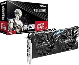 ASRock Placa de vídeo AMD Radeon RX 7600 XT Challenger com overclocking com ventilador duplo de 16 GB GDDR6 PCIe 4.0