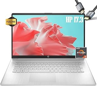 HP Laptops 17inch Touchscreen | Windows11 Laptop Computer | 17.3 Screen | AMD Ryzen 5 5625U | USB Type-C | Wireless AC Wi-Fi | Webcam | Lightweight | HDMI Cable (32GB RAM | 1TB PCIe SSD)