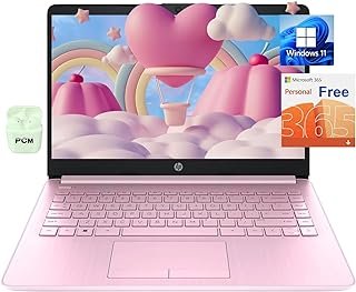 HP Stream Laptop FHD de 14 polegadas para negócios e faculdade, Intel Celeron N4020, 16 GB de RAM, 320 GB de armazenamento (64 GB eMMC+256 GB de armazenamento), Windows 11, Office 365, rosa, PCM