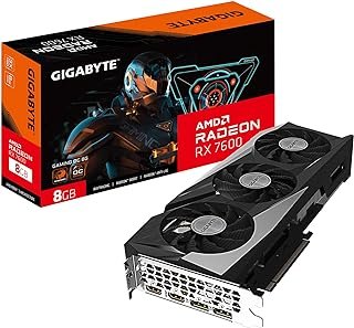 GIGABYTE Placa gráfica GV-R76GAMING OC-8GD Radeon RX 7600 Gaming OC 8G, 3 ventoinhas WINDFORCE 8GB 128-bit GDDR6, placa de vídeo