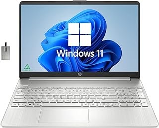 HP Laptop HD 2022 de 15,6 polegadas, processador Intel Core i3-1115G4, DDR4 de 16 GB, SSD PCIe de 512 GB, gráficos Intel HD, Wi-Fi, Bluetooth, HDMI, Windows 11 S, prata natural, cartão USB SnowBell de