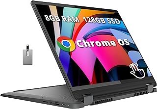 Lenovo IdeaPad Flex 5i 35.6 cm FHD 2 em 1 Touchscreen Chromebook Plus Laptop, Intel Core i3-1315U, 8GB RAM, 128GB SSD, Intel UHD Graphics, teclado retroiluminado, webcam, Wi-Fi 6E, cinza, cartão USB