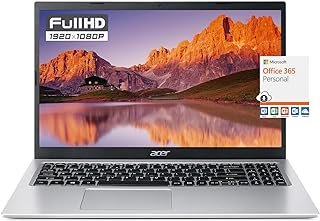 acer Aspire Slim Laptop para estudantes de negócios, tela FHD de 15,6 polegadas, processador Intel Celeron N Series, 12GB RAM 256GB SSD, WiFi, Webcam, RJ-45, USB Type-A&C, Windows 11, 1 ano Microsoft 365 + Mousepad