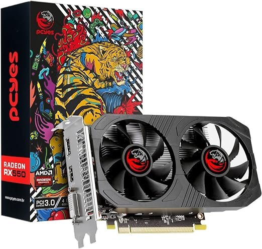 PLACA DE VIDEO AMD RADEON RX 550 4GB GDDR5 128 BITS DUAL-FAN GRAFFITI SERIES – PJRX5504GGR5DF – PCYES