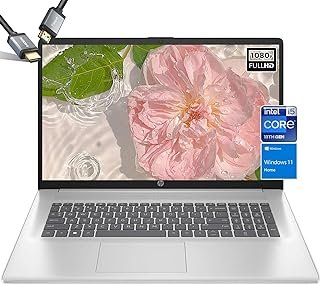 HP Tela de 17 polegadas para laptops – Windows 11 – Intel i5-1335U 10Core – Tela FHD IPS – Teclado retroiluminado – WiFi sem fio 6 – USB tipo C – Webcam – Cabo HDMI (16 GB RAM | SSD PCIe de 1 TB)
