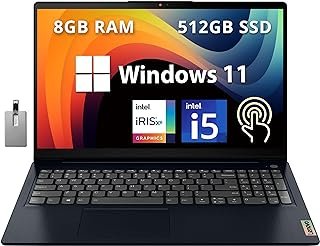 LENOVO IdeaPad 3i 39.6 cm FHD Touchscreen, Intel Core i5-1155G7, 8GB RAM, SSD PCIe 512GB, Intel Iris Xe Graphics, webcam, WiFi 6, Dolby Audio, Win 11, Abyss Blue, cartão USB Hotface de 32 GB