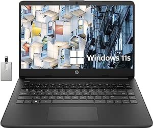 HP Notebook 2023 Premium Stream HD de 14 polegadas, CPU Intel Celeron N4120, 8 GB RAM, 64 GB eMMC, Webcam, Intel UHD Graphics, 1 ano de escritório, Bluetooth, WiFi, HDMI, Windows 11s, preto, cartão USB Hotface de 32 GB