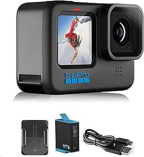 GoPro HERO10 Preto – Embalagem E-Commerce – Câmera de ação à prova d’água com LCD frontal e telas traseiras de toque, vídeo 5,3K60 Ultra HD, fotos de 23MP, transmissão ao vivo 1080p, webcam, estabilização