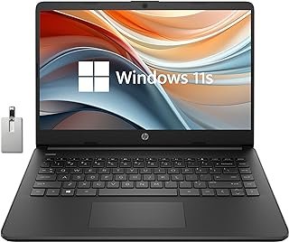 HP Stream Laptop BrightView HD de 14 polegadas, processador Intel Celeron N4120, 8 GB de RAM, SSD de 64 GB, gráficos Intel HD, webcam 720p, Office 365 de 1 ano, preto, Win 11, cartão USB Hotface de 32