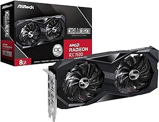 ASRock Placa gráfica AMD Radeon RX 7600 Challenger 8GB OC GDDR6 DisplayPort HDMI 0dB Silent Cooling Graphics Card 128-bit 7680 x 4320 18 Gbps