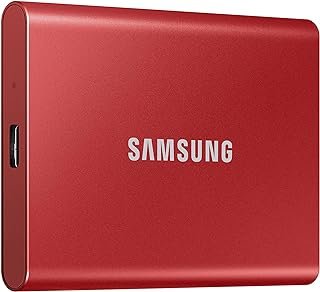 Samsung T7 SSD portátil – 500 GB – USB 3.2 Gen.2 Externo SSD Metallic Red (MU -PC500R/WW)