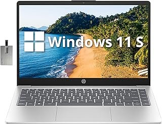 HP Laptop empresarial FHD IPS de 14 polegadas, processador Intel N200, 4 GB de RAM, SSD de 128 GB, gráficos Intel UHD, Office 365 de 1 ano, teclado retroiluminado, Wi-Fi 6, webcam, Windows 11 S,