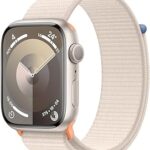 Apple Watch Series 9 GPS • Caixa estelar de alumínio – 45 mm • Pulseira loop esportiva estelar