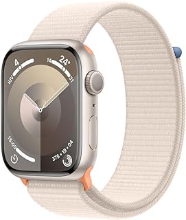 Apple Watch Series 9 GPS • Caixa estelar de alumínio – 45 mm • Pulseira loop esportiva estelar