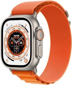 Apple Watch Ultra GPS + Cellular, Smartwatch com caixa de titânio de 49 mm com pulseira Loop Alpina laranja – M
